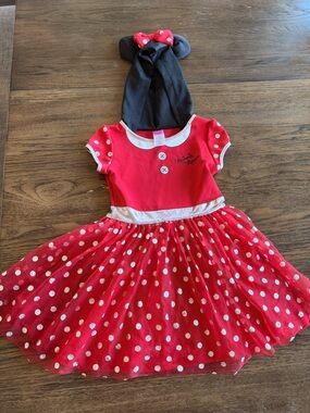 Disney Red and White Polka Dot Minnie Dress with Hooded Ears